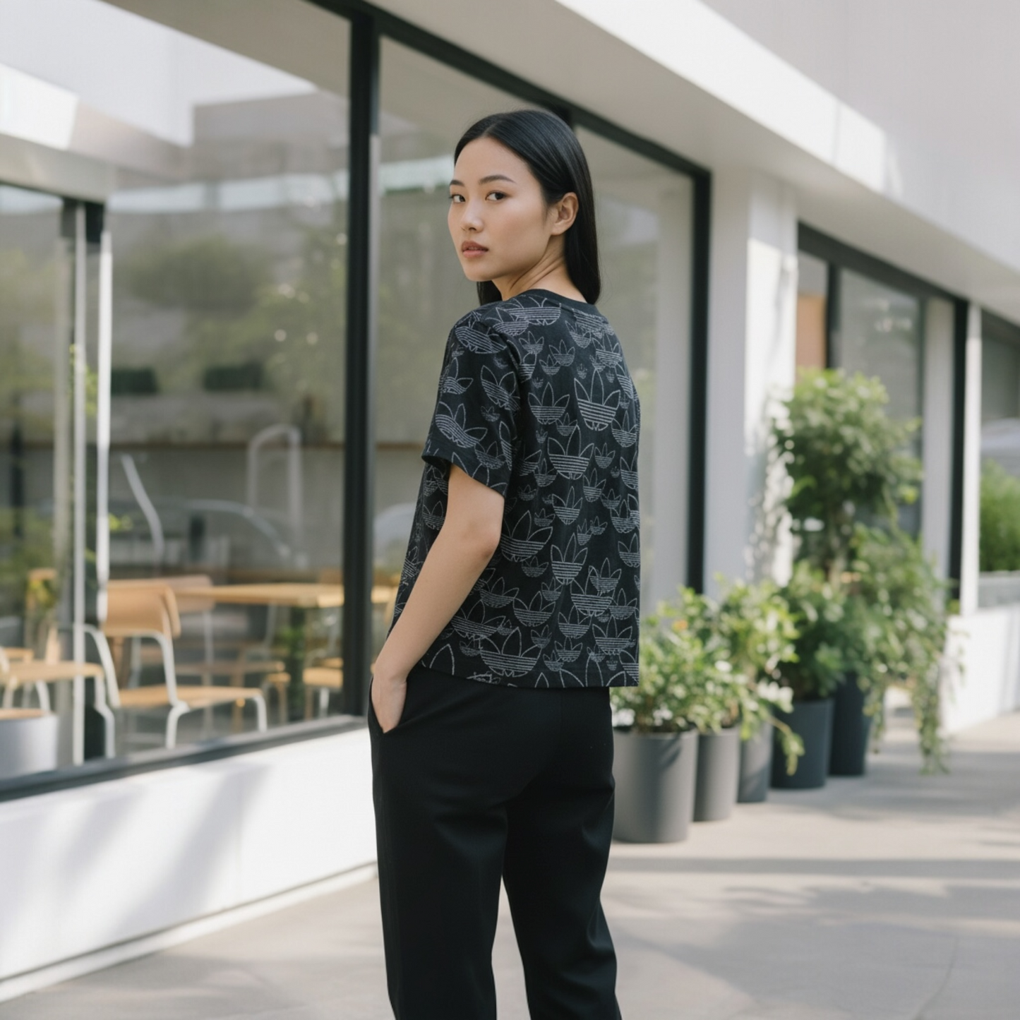 adidas Originals Trefoil All-Over Print T-Shirt – Black