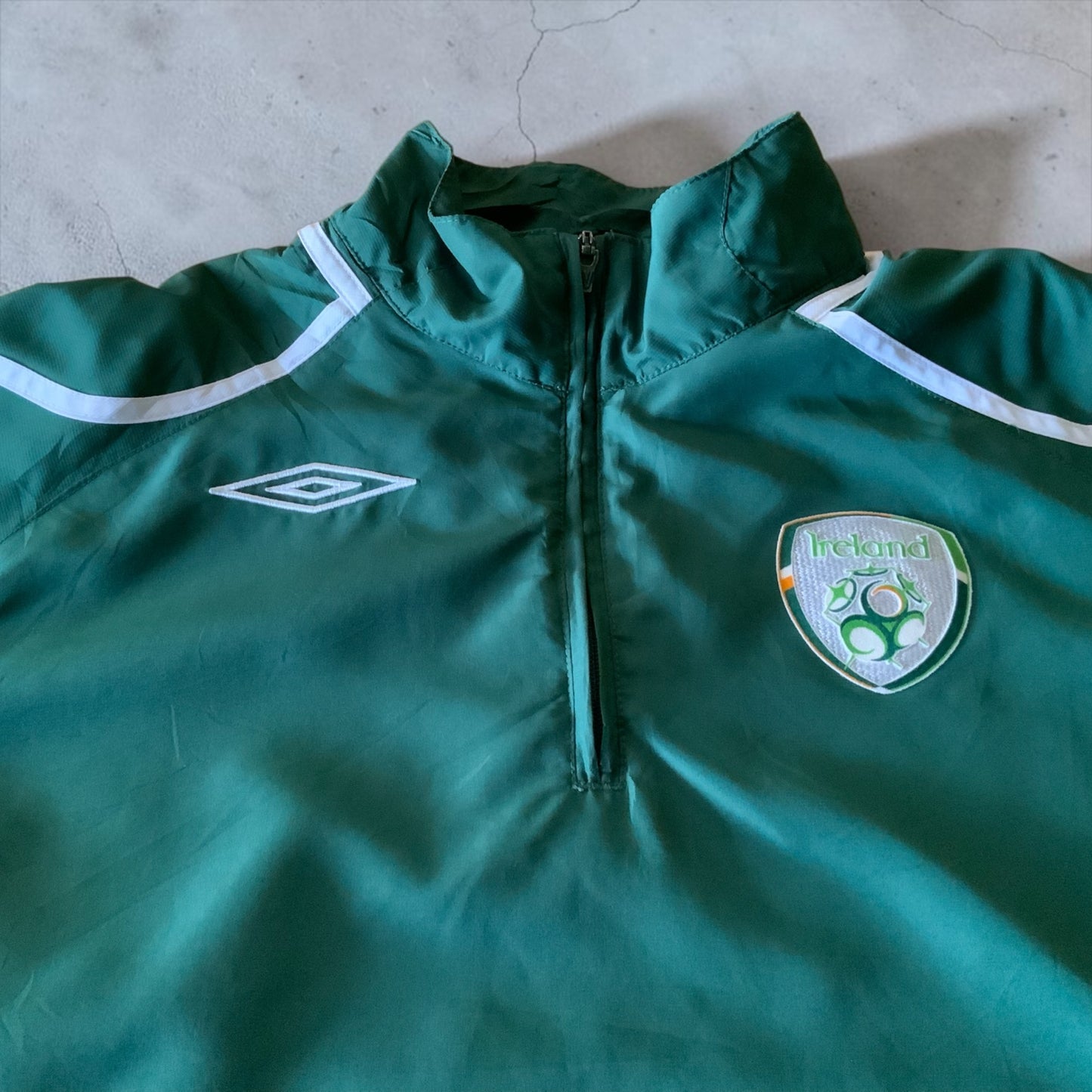 Umbro Vintage Republic of Ireland Football 1/4 Zip Training Jacket –1999 – Green