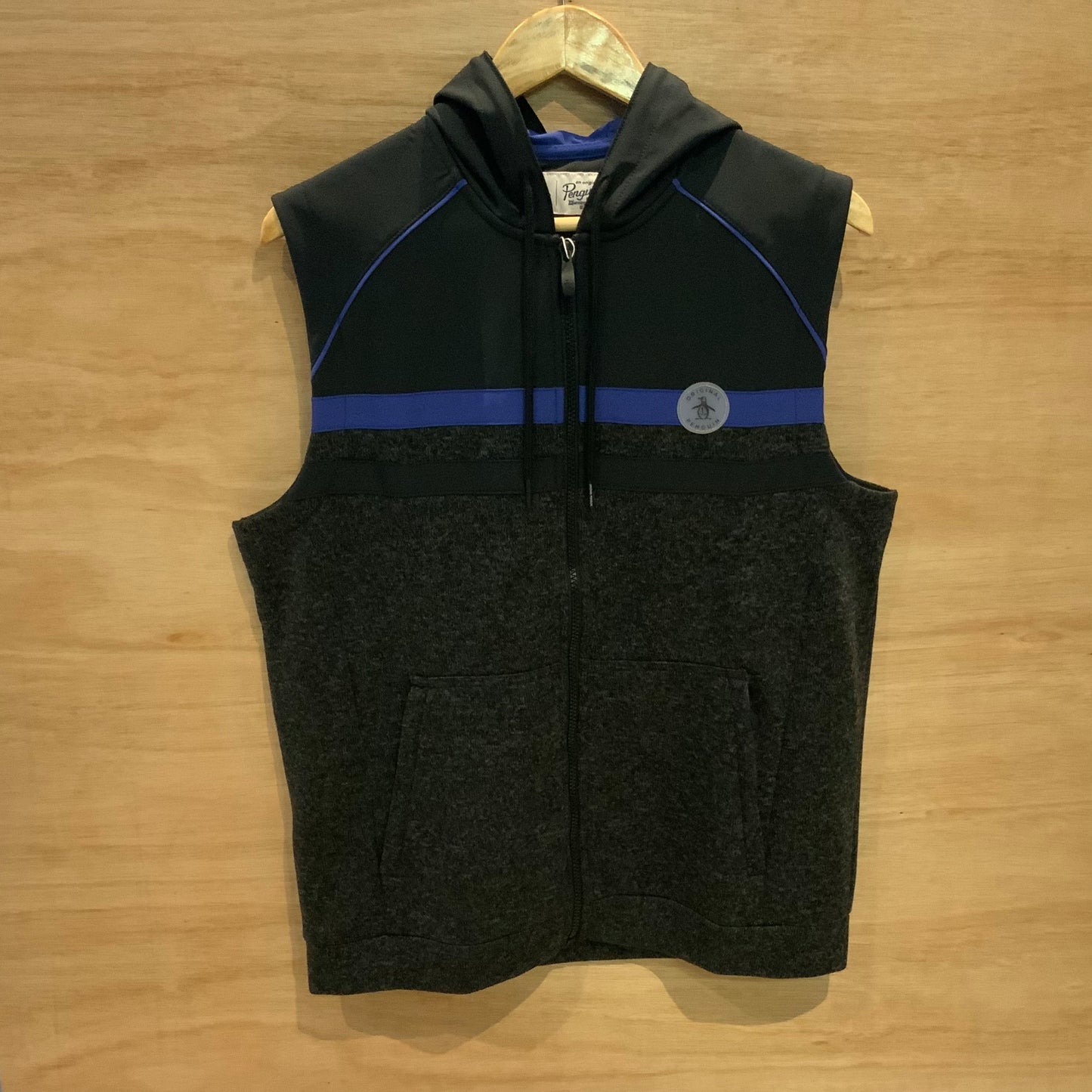 Penguin Hooded Fleece Top | Soft Fleece Hoodie with Blue Trim