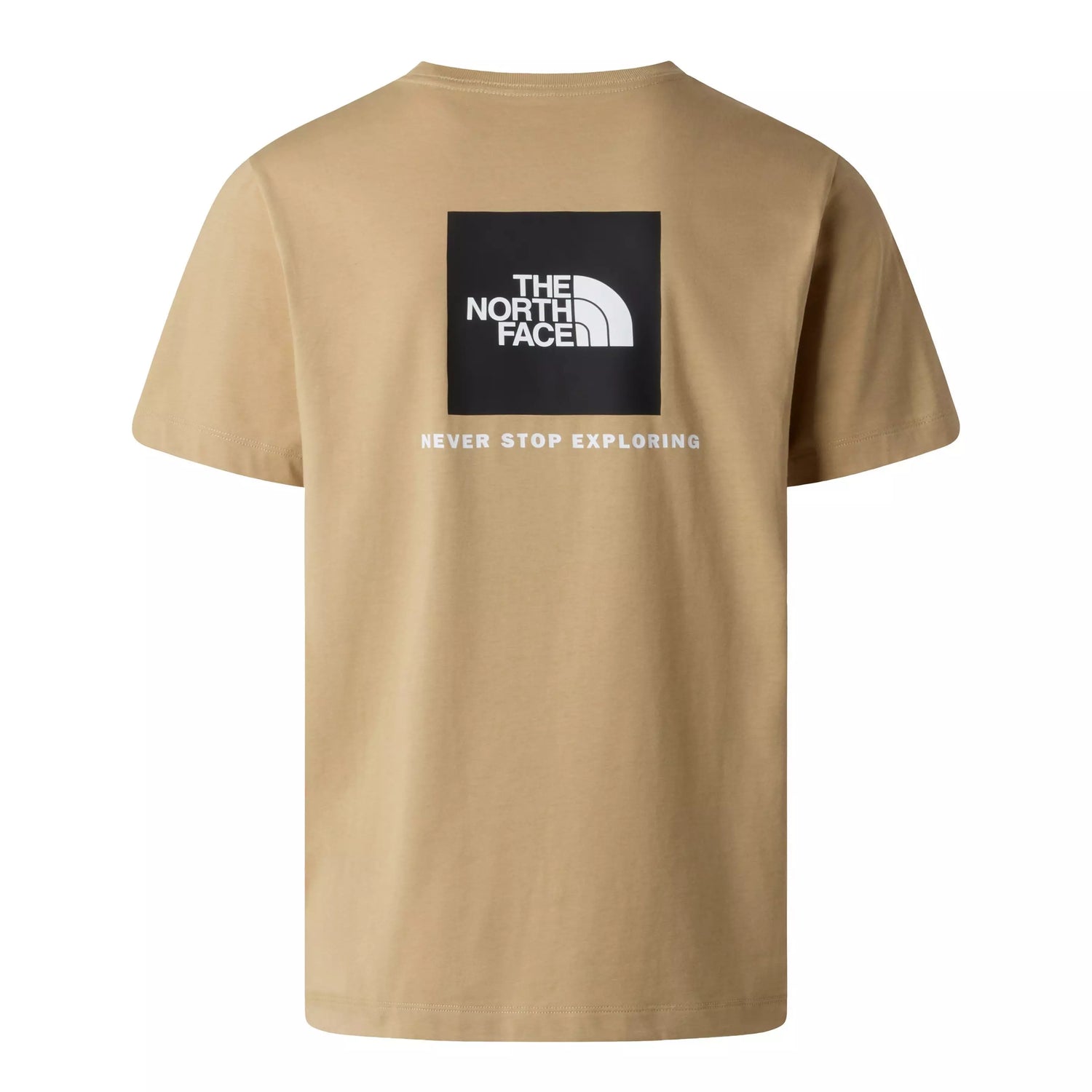 The North Face men’s Evolution Box NSE T-shirt with black box logo and Never Stop Exploring slogan