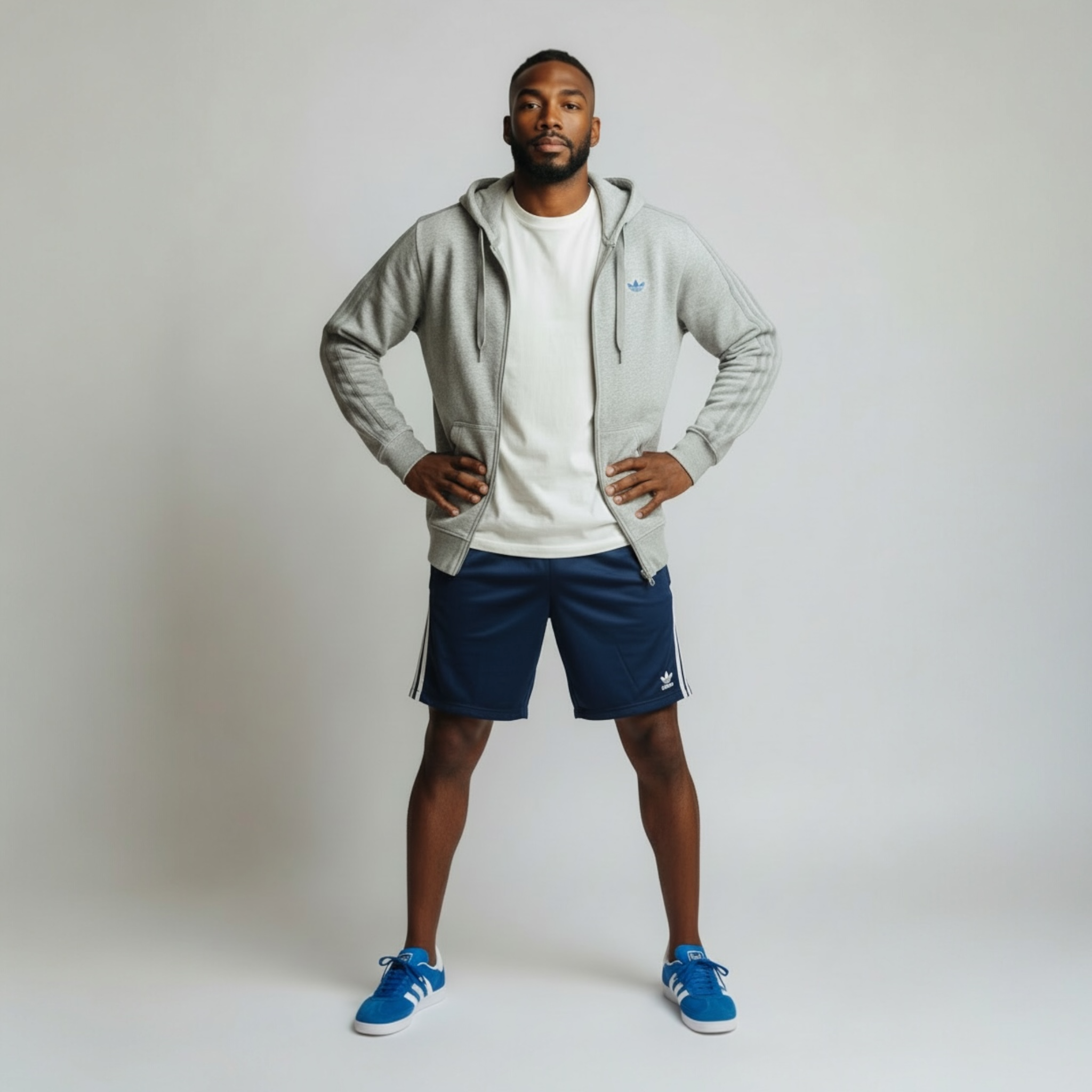 adidas Originals Men's Trefoil Fleece Zip Hoodie- Heather