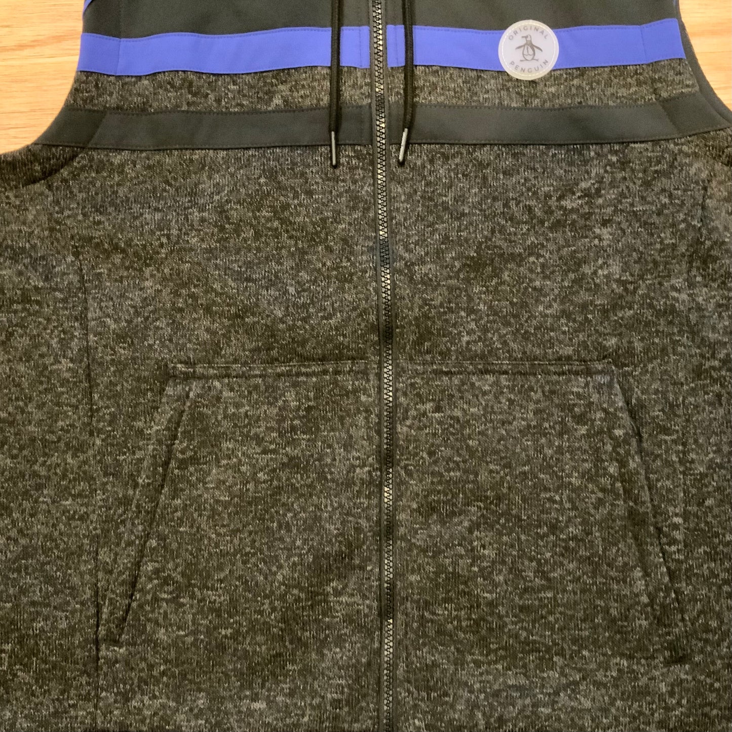 Penguin Hooded Fleece Top | Soft Fleece Hoodie with Blue Trim