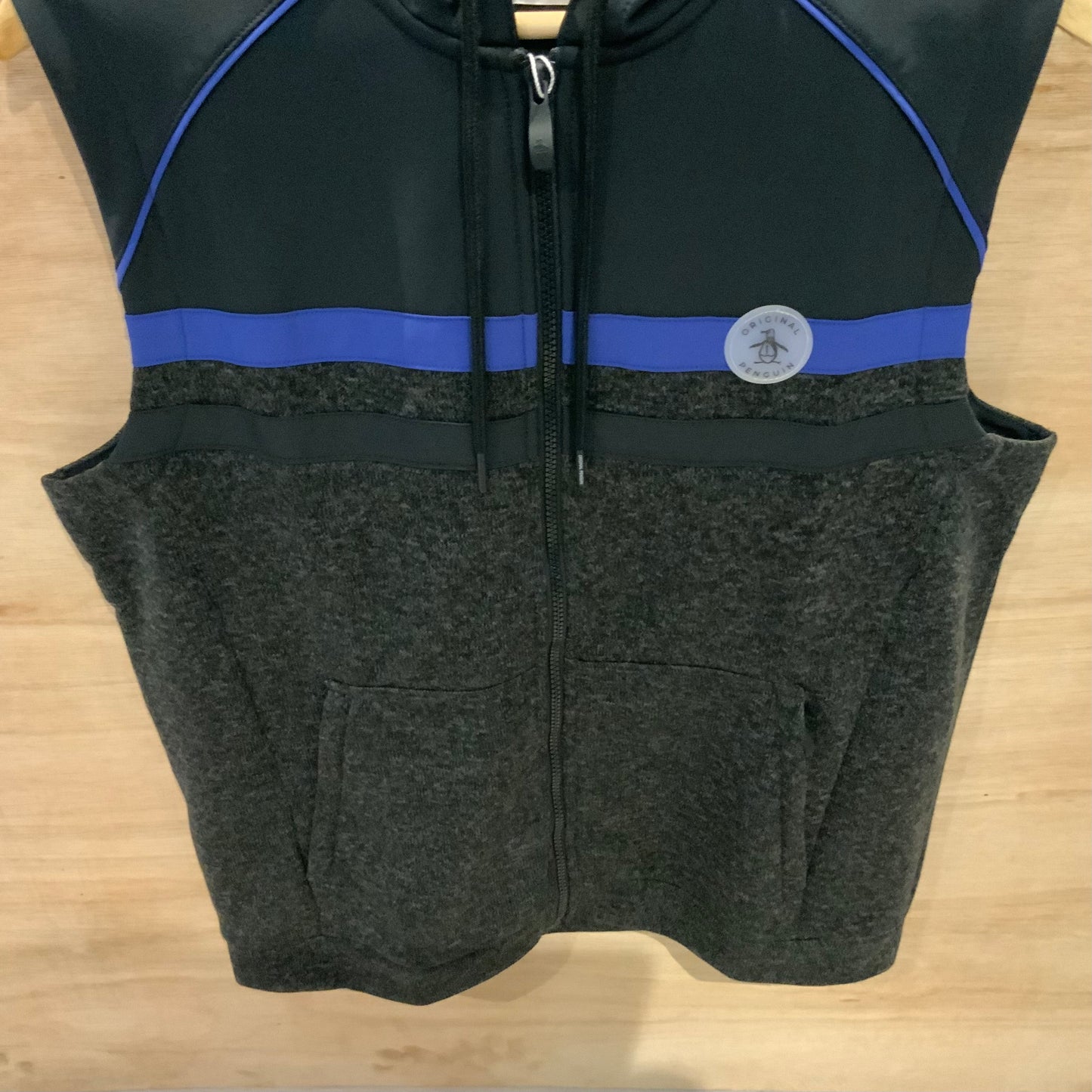 Penguin Hooded Fleece Top | Soft Fleece Hoodie with Blue Trim