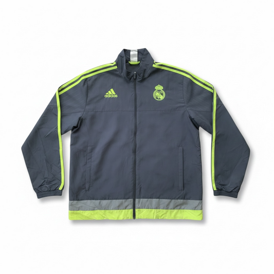 Adidas Vintage 2016 Real Madrid Training Jacket – Grey & Neon Yellow – A Grade
