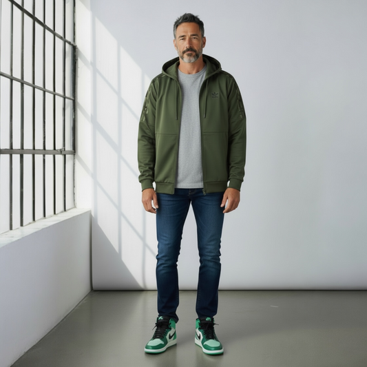 Adidas green Camouflage zip through hoodie