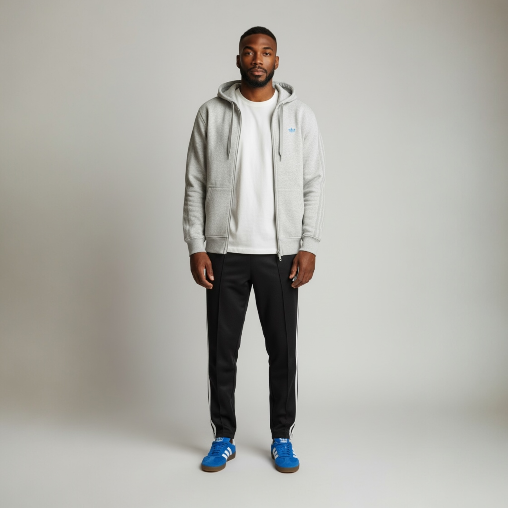 adidas Originals Men's Trefoil Fleece Zip Hoodie- Heather