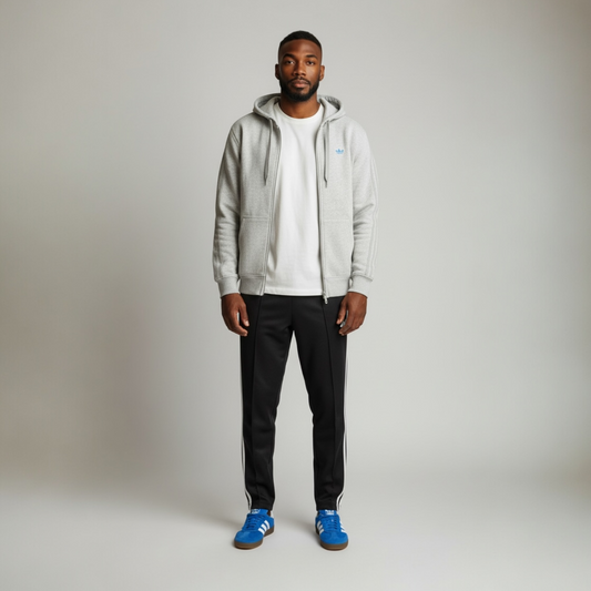 adidas Originals Men's Trefoil Fleece Zip Hoodie- Heather