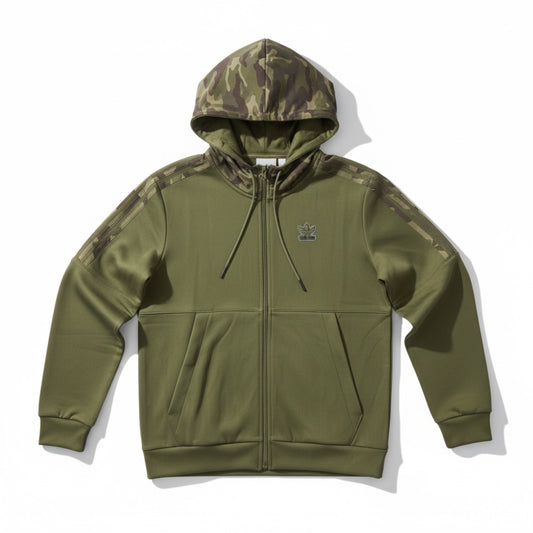 Adidas green Camouflage zip through hoodie