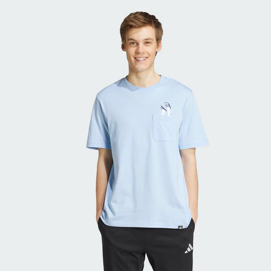ADIDAS LOUNGE SLIDES GRAPHIC POCKET T-SHIRT