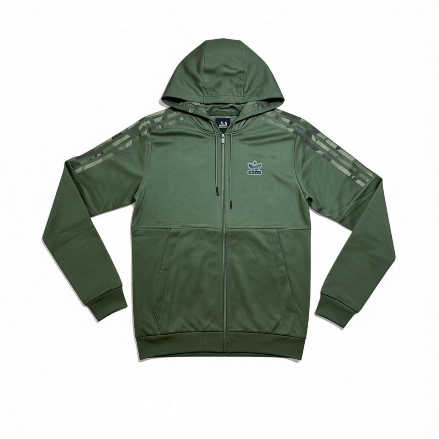 Adidas green Camouflage zip through hoodie