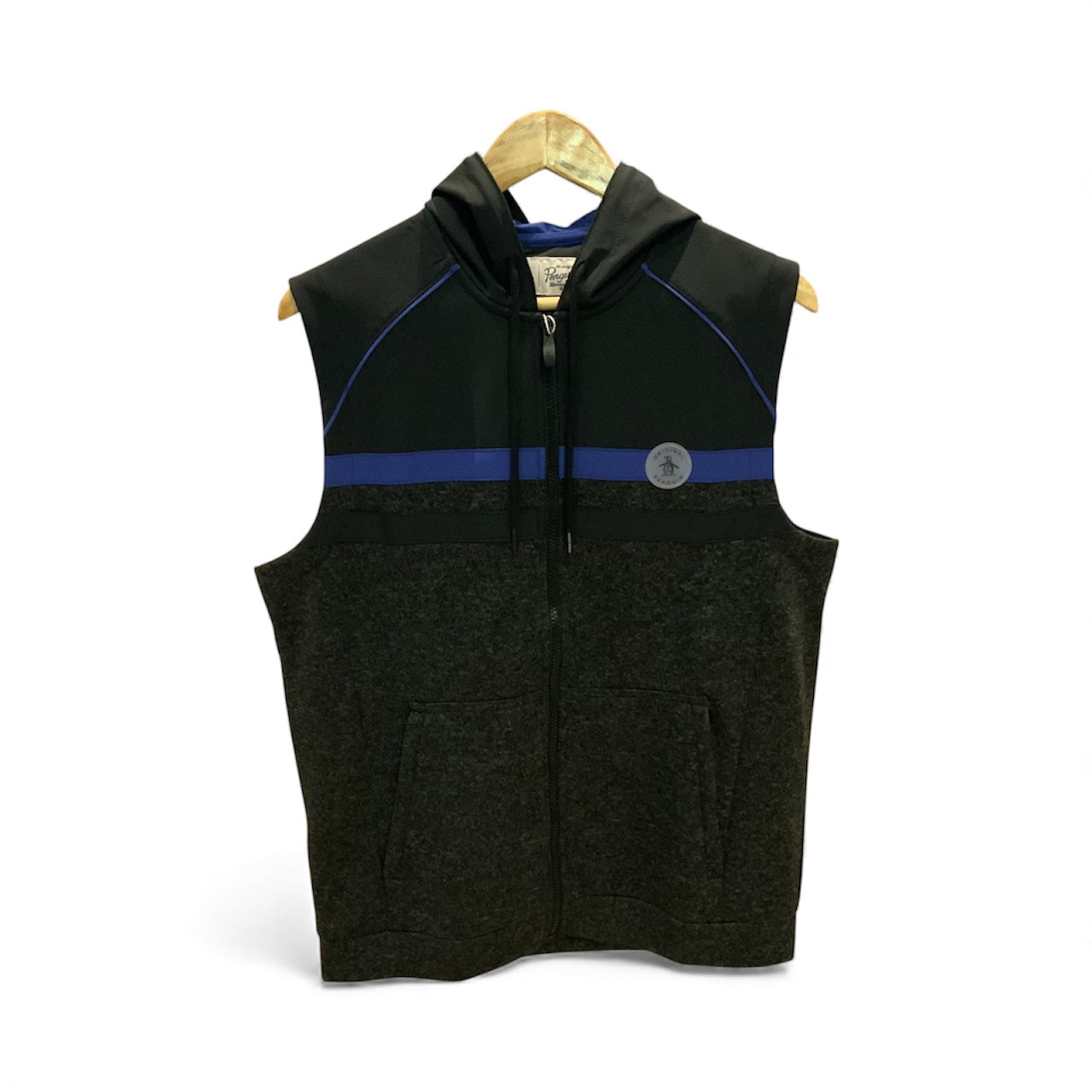 Penguin Hooded Fleece Top | Soft Fleece Hoodie with Blue Trim