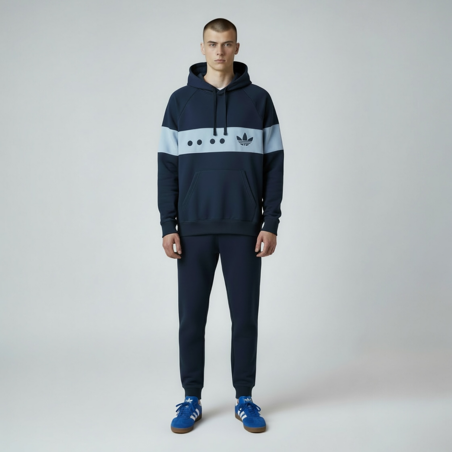 Adidas Navy Hoodie with Light Blue Detail – BCI Cotton
