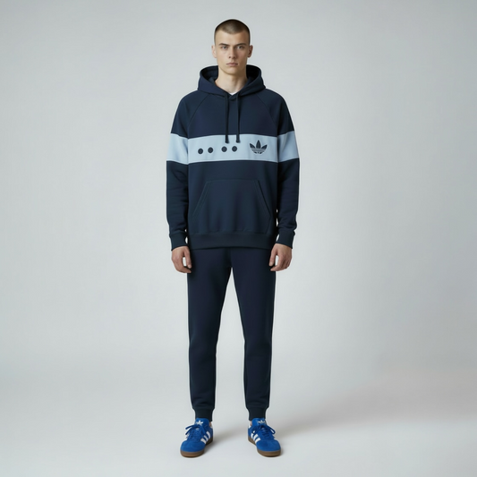Adidas Navy Hoodie with Light Blue Detail – BCI Cotton