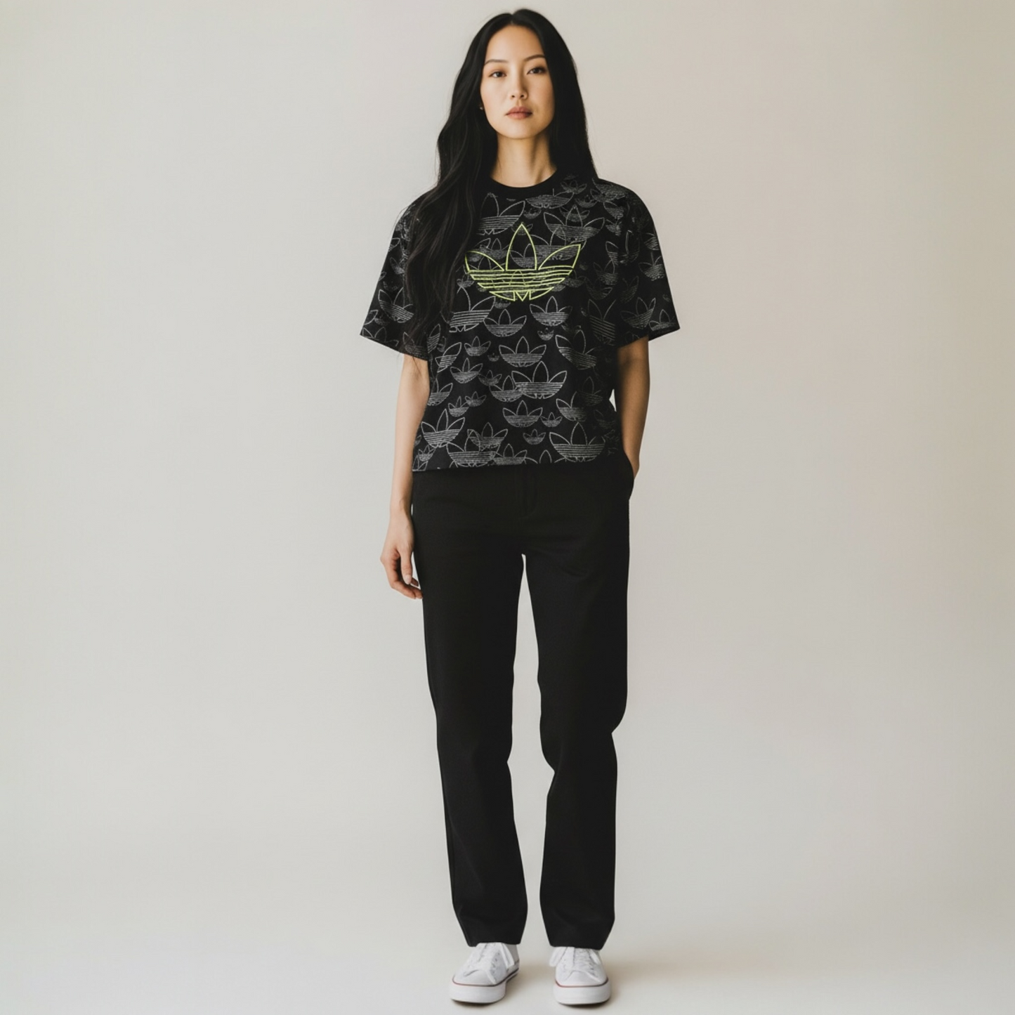 adidas Originals Trefoil All-Over Print T-Shirt – Black