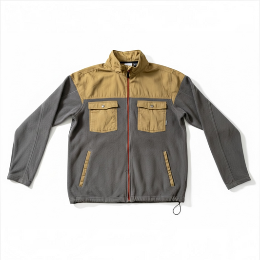 Vintage 2000 utility fleece jacket grey and tan XL front
