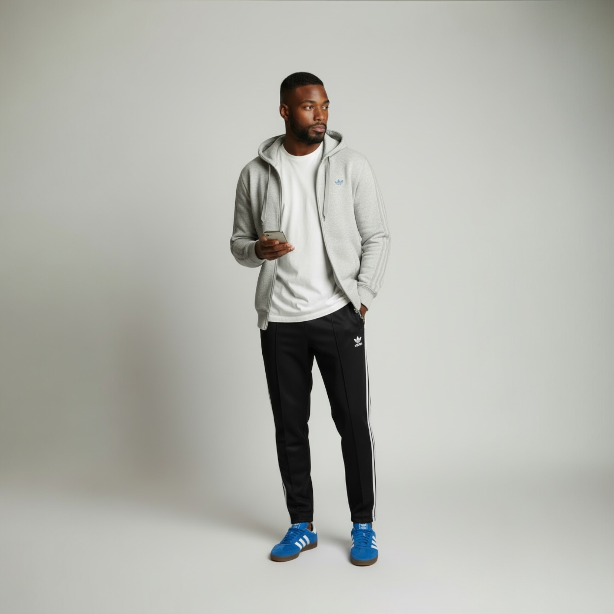 adidas Originals Men's Trefoil Fleece Zip Hoodie- Heather