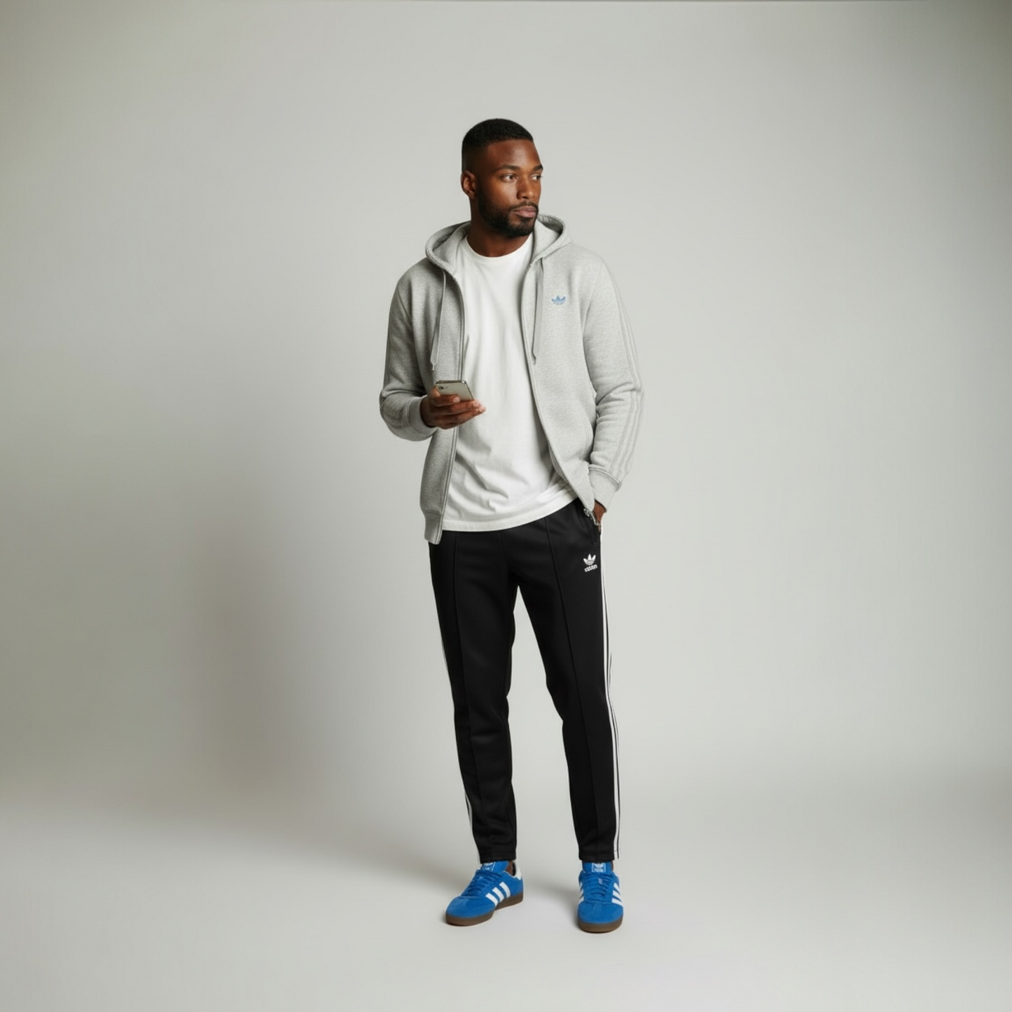 adidas Originals Men's Trefoil Fleece Zip Hoodie- Heather