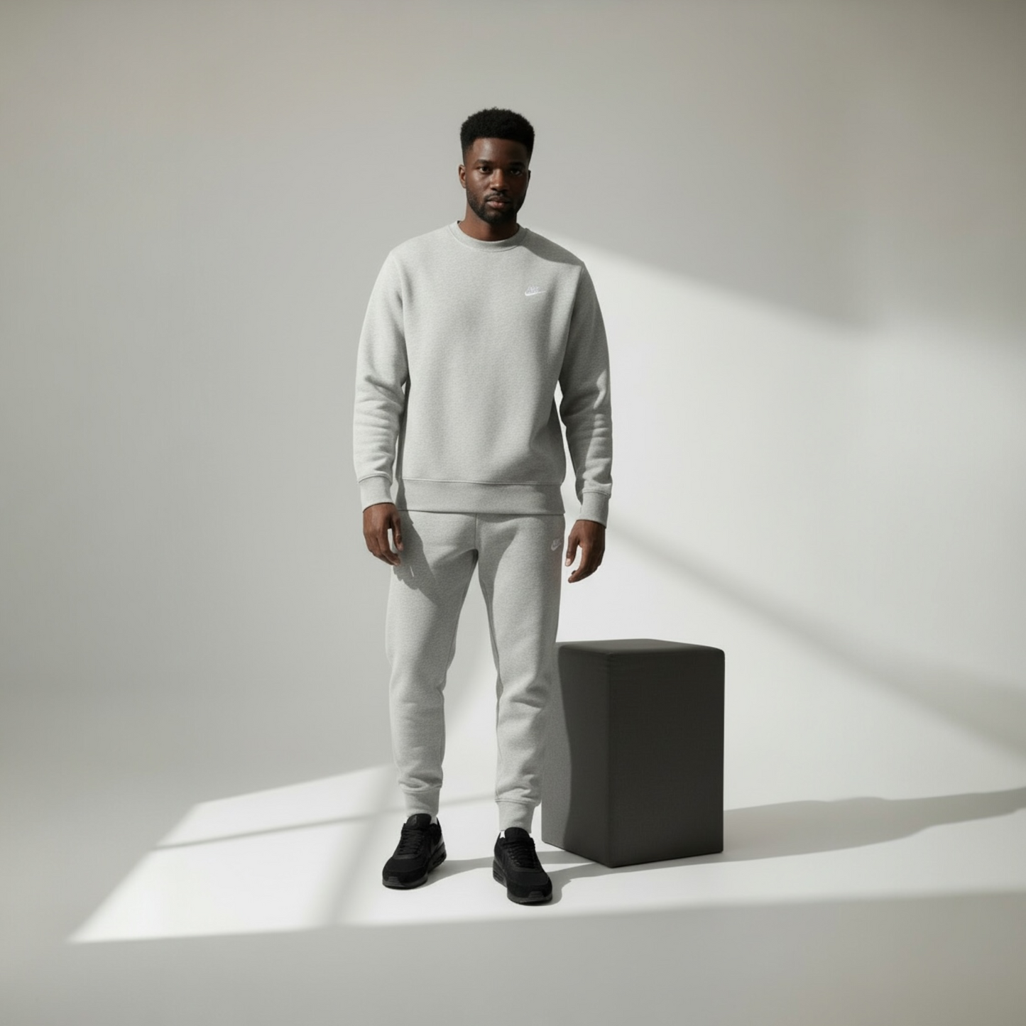 Nike Foundation Grey Joggers – Baby Blue Swoosh