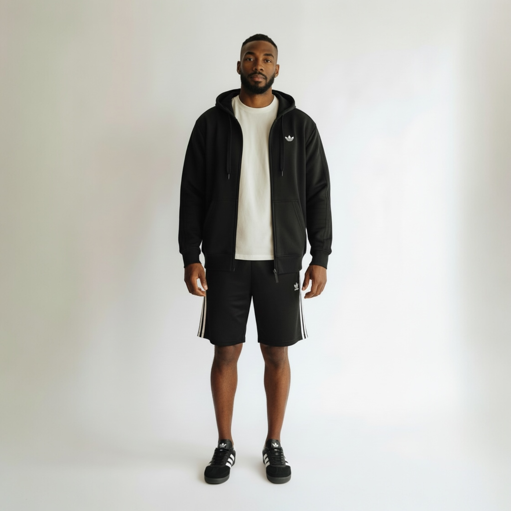 adidas Originals Men's Trefoil Fleece Zip Hoodie- Heather