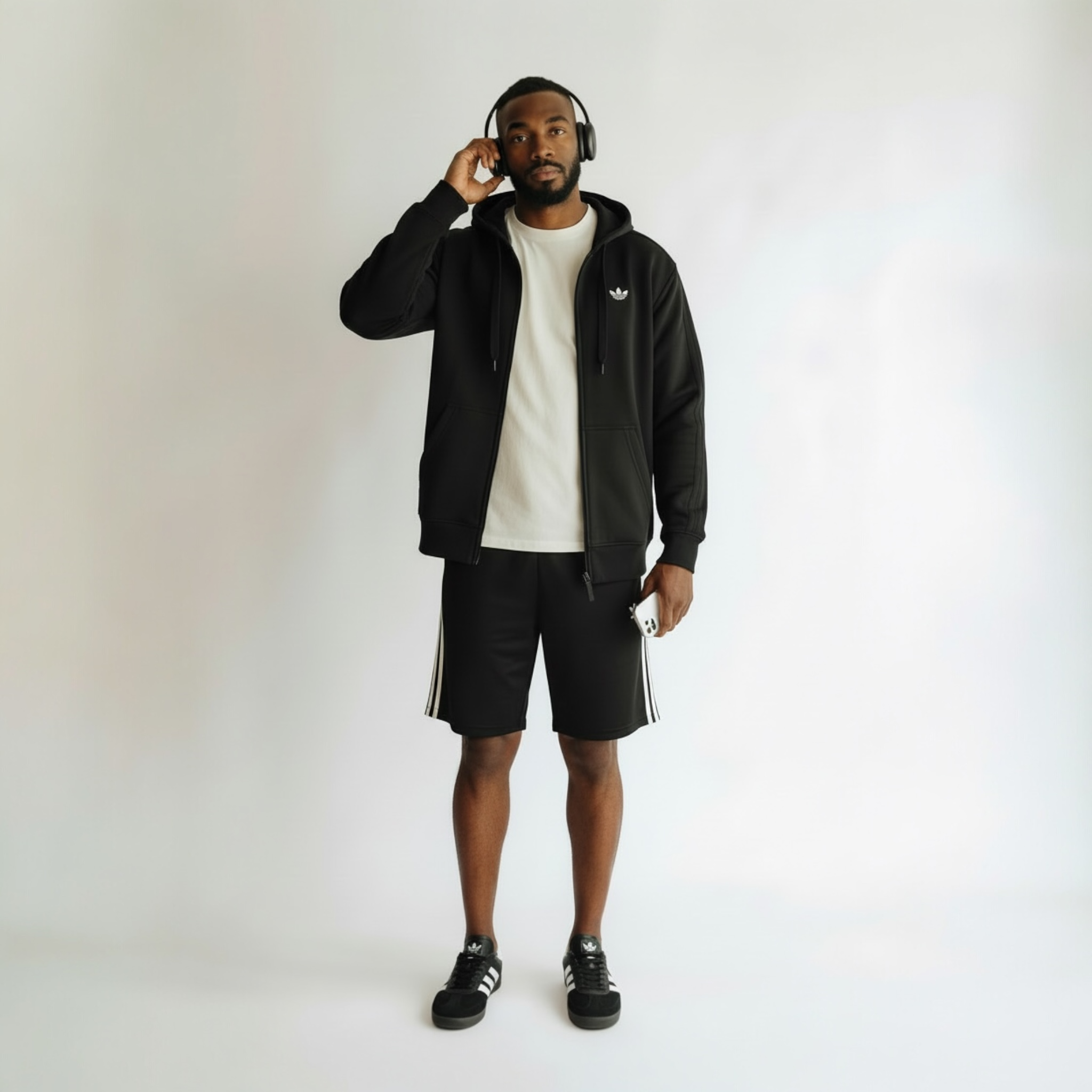 adidas Originals Men's Trefoil Fleece Zip Hoodie- Heather