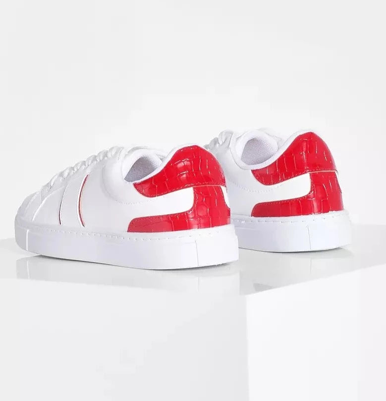 Women's Patent Stripe Detail Flat Trainers