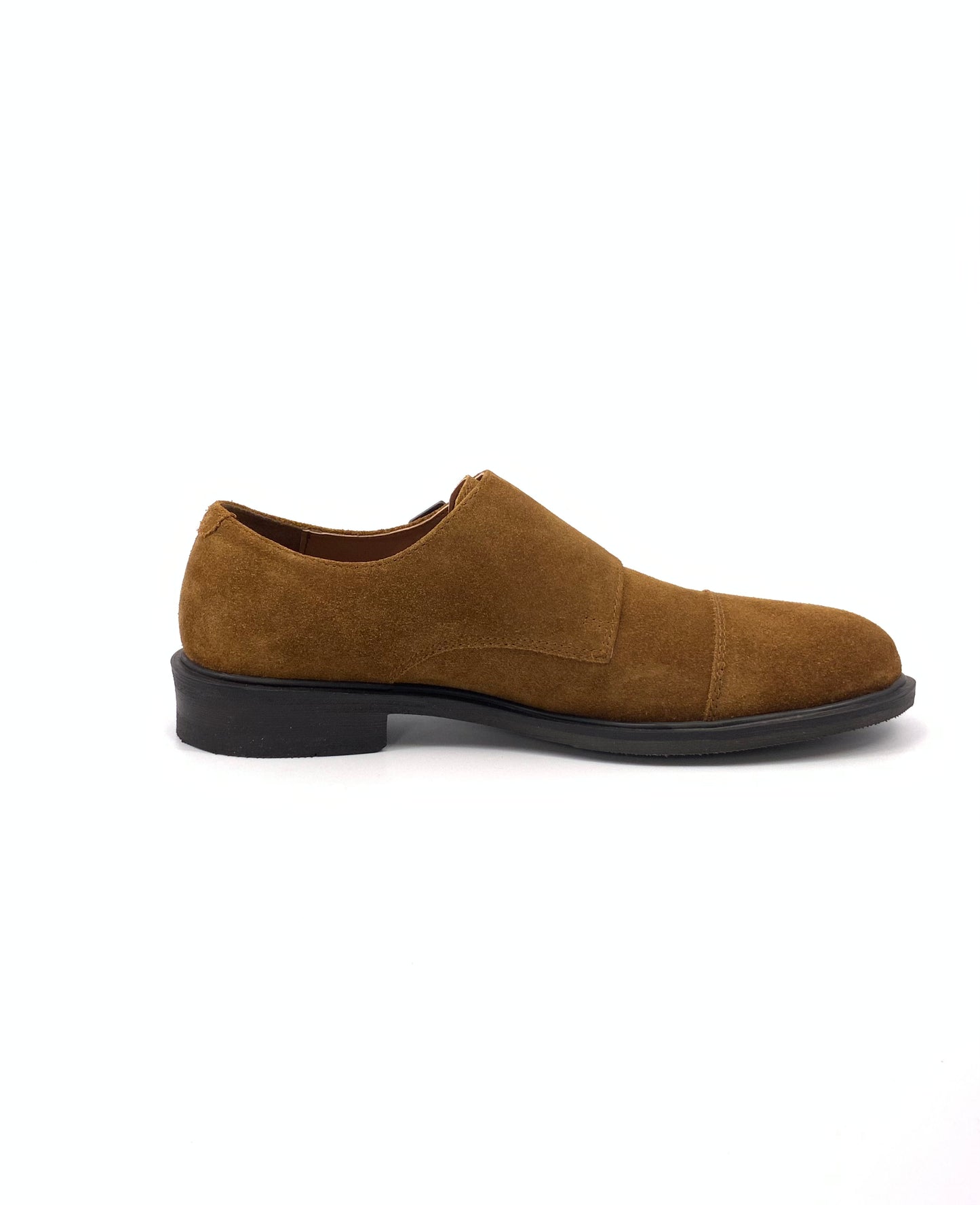 Men's Suede Brown Monk Shoe  Buckle detail