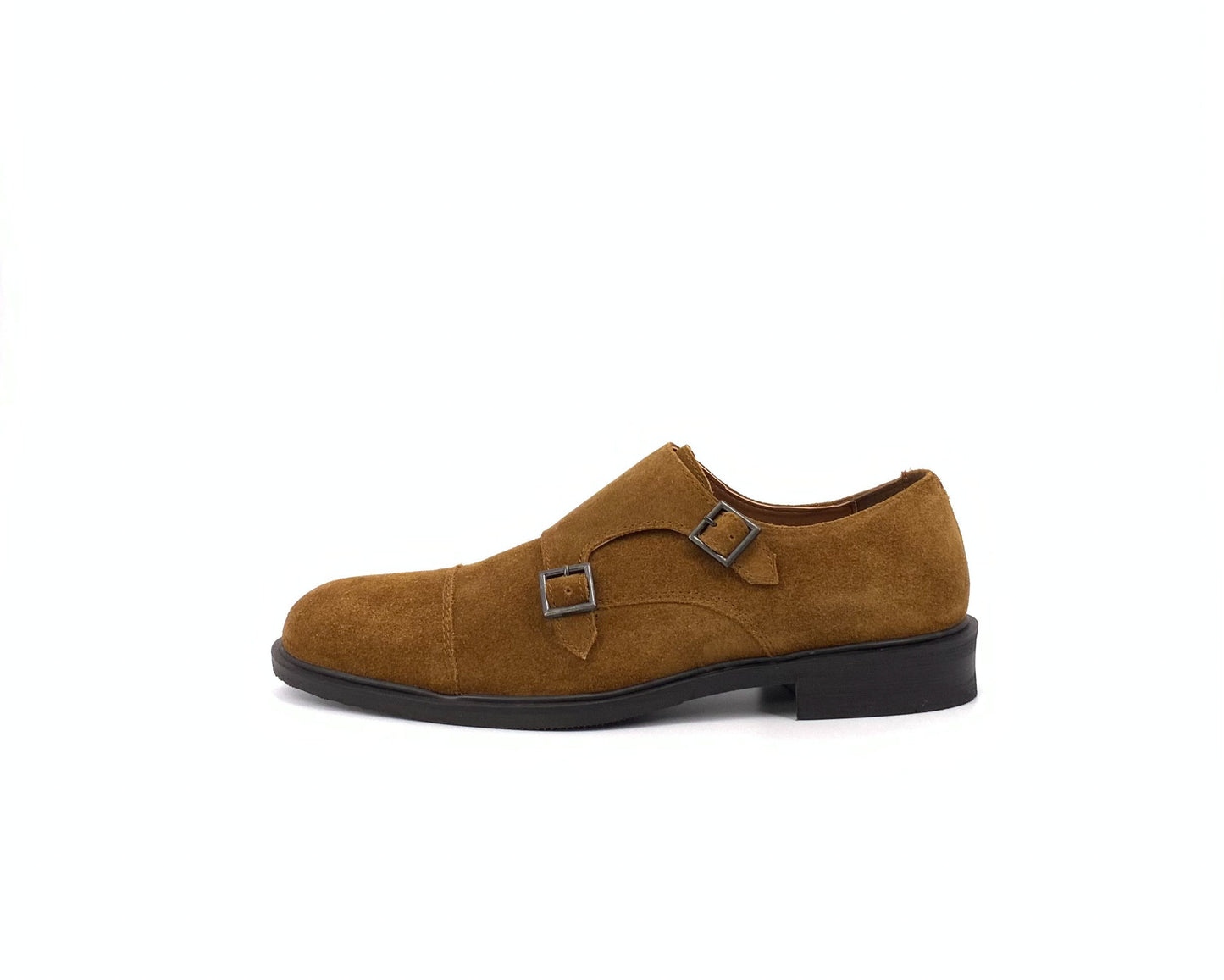 Men's Suede Brown Monk Shoe  Buckle detail