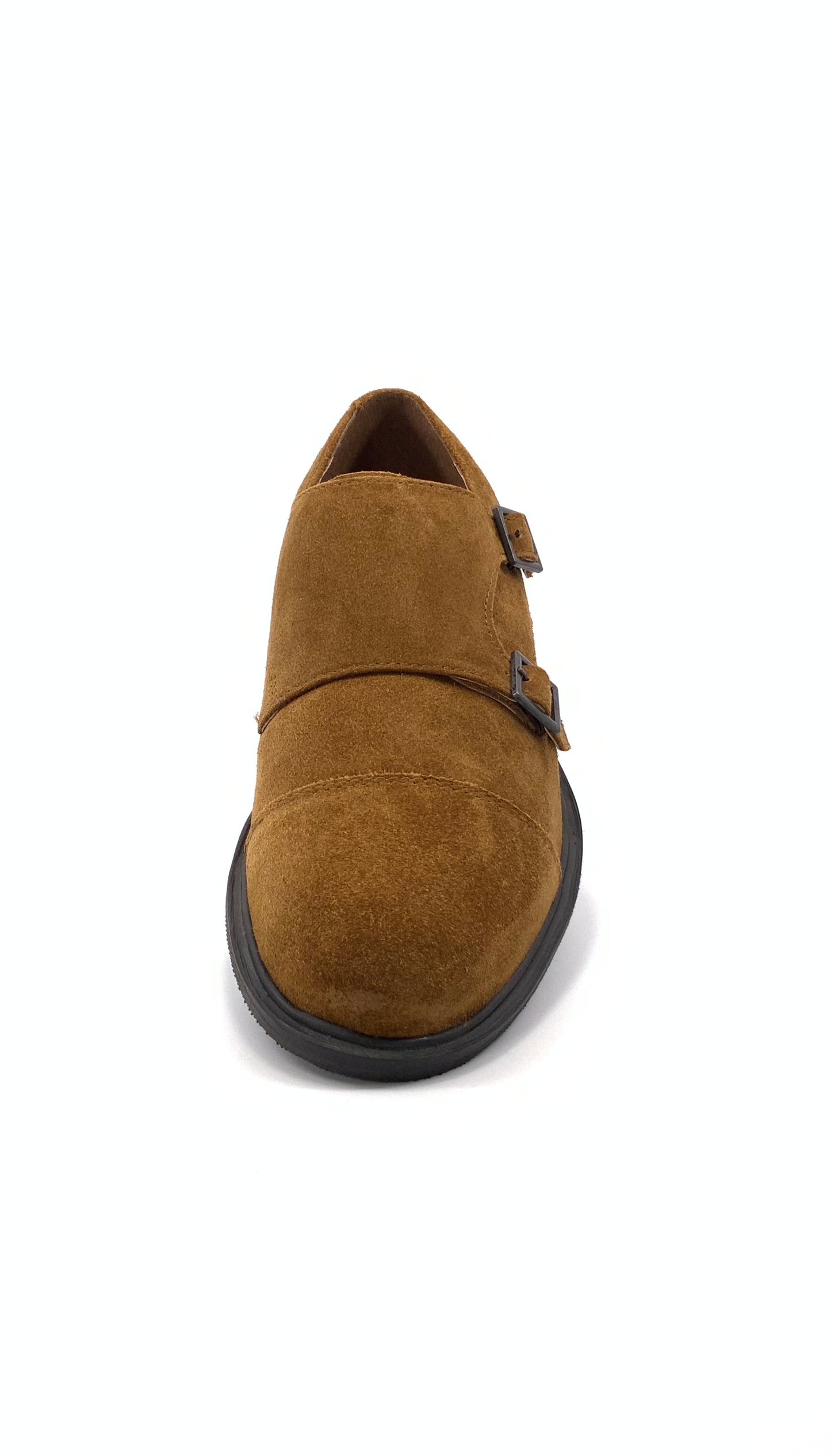 Men's Suede Brown Monk Shoe  Buckle detail