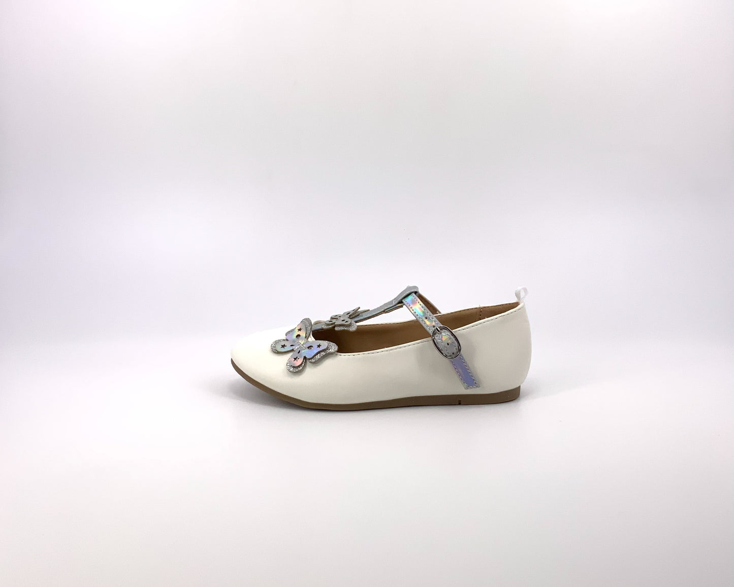 Mothercare Girls white shoe with silver butterfly