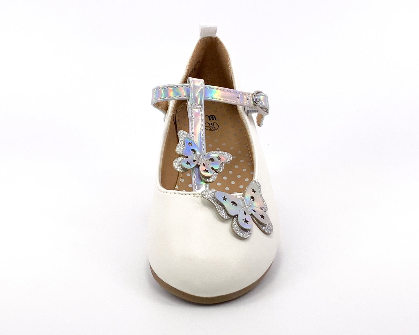 Mothercare Girls white shoe with silver butterfly