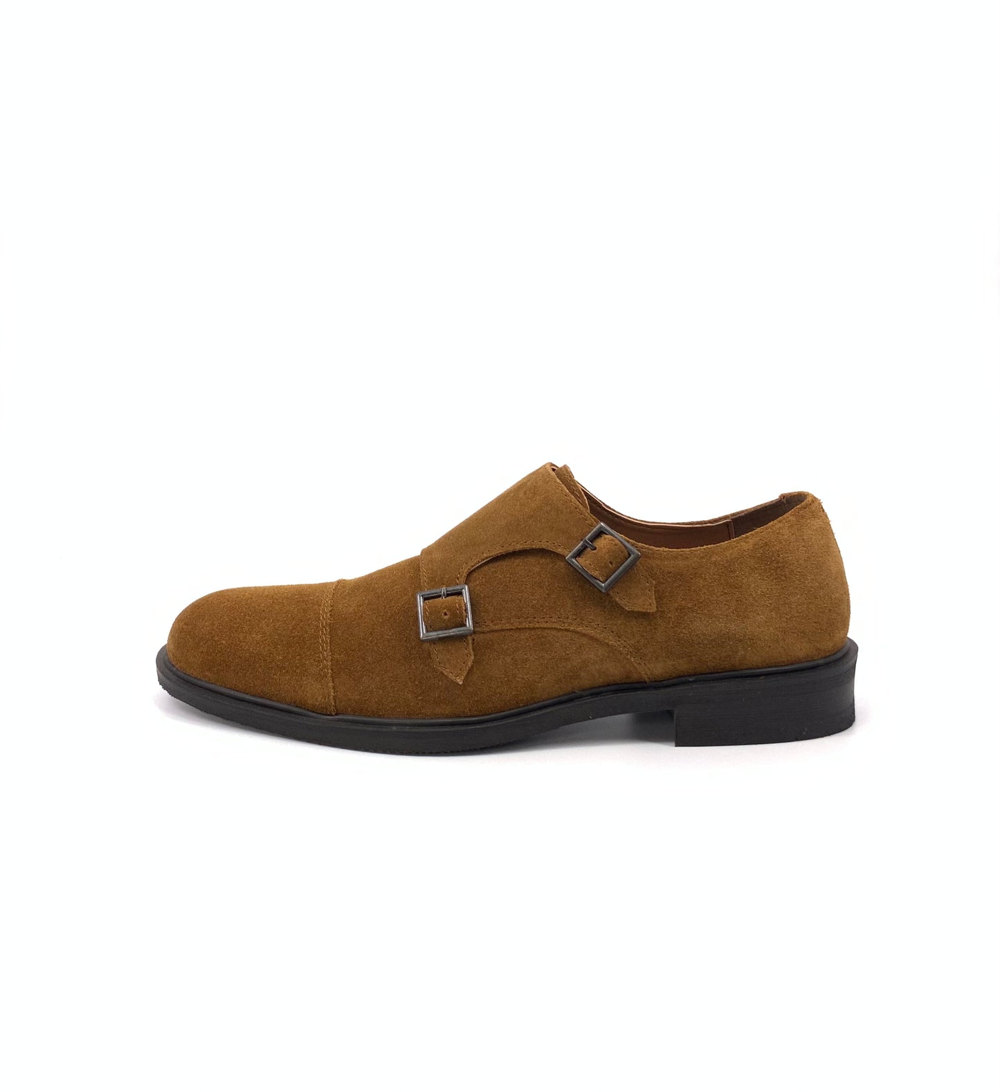 Men's Suede Brown Monk Shoe  Buckle detail