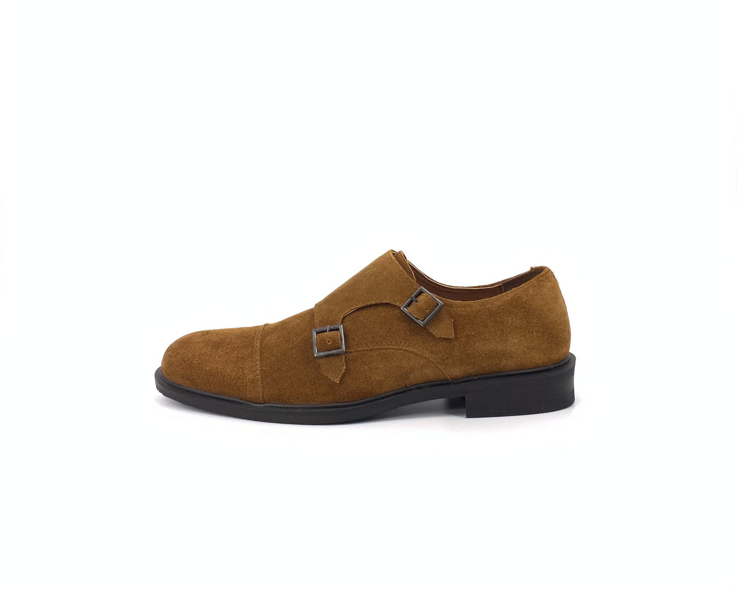 Men's Suede Brown Monk Shoe  Buckle detail