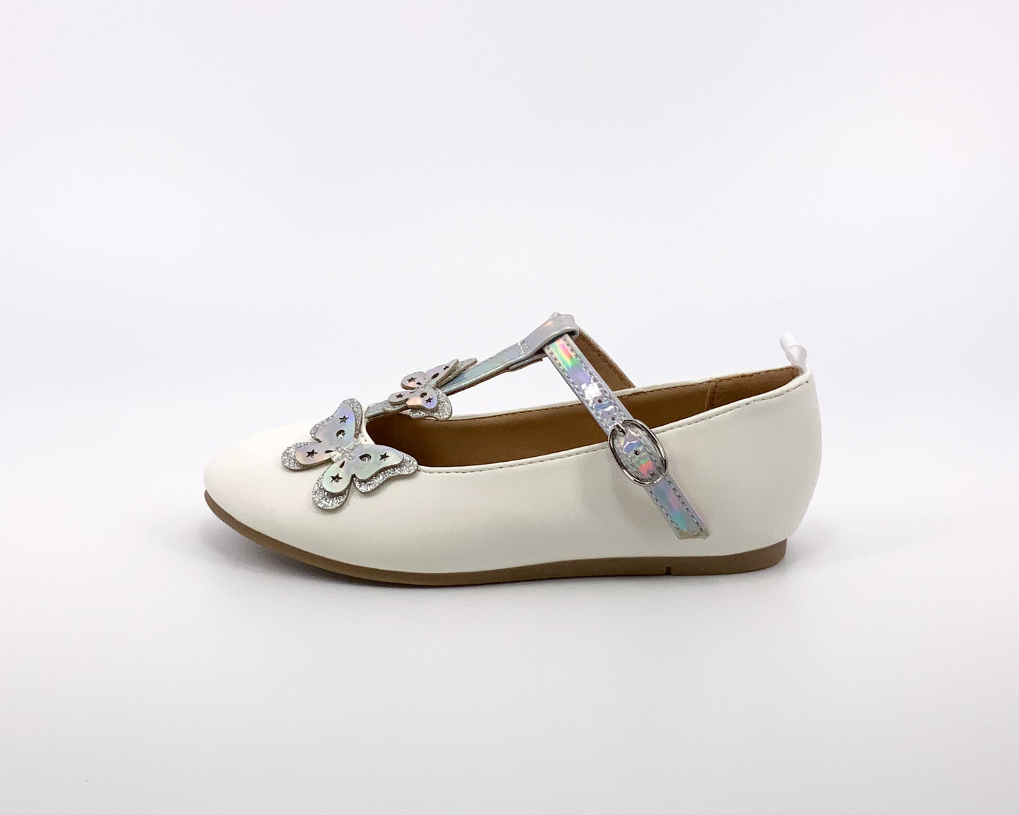 Mothercare Girls white shoe with silver butterfly