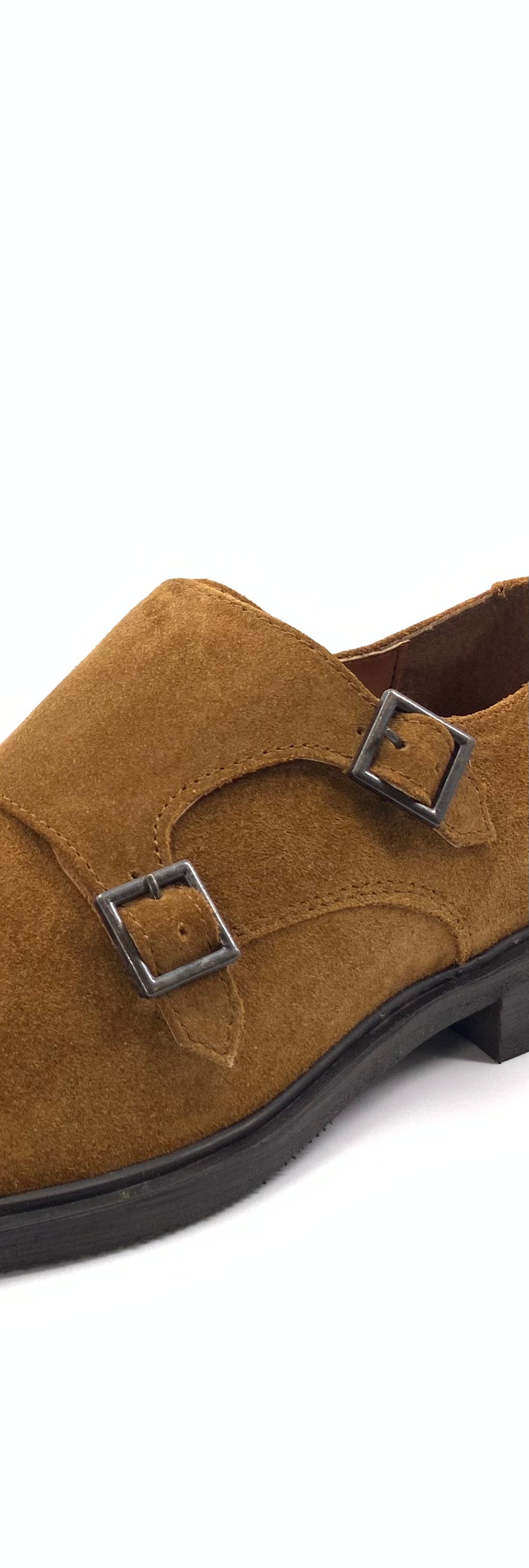 Men's Suede Brown Monk Shoe  Buckle detail